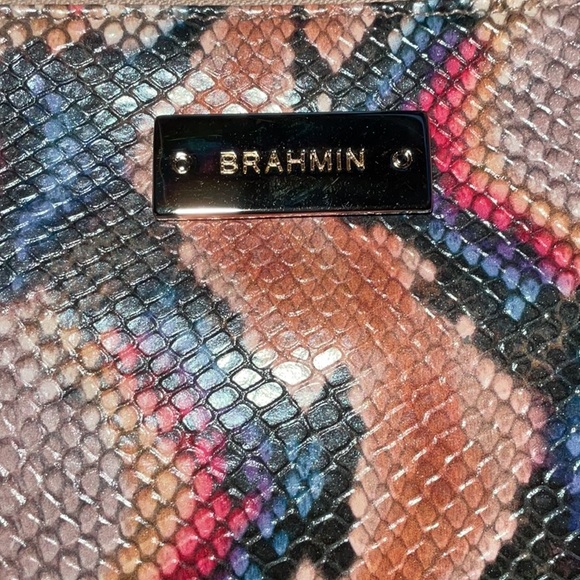 Brahmin Pink and Blue Snake Print Wristlet Bag. EUC - Picture 2 of 7